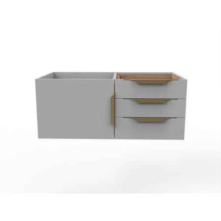 Castello Usa Alpine 35" Wall Mounted Gray Vanity Base with Gold Handles CB-MC-36G-GLD-VBO